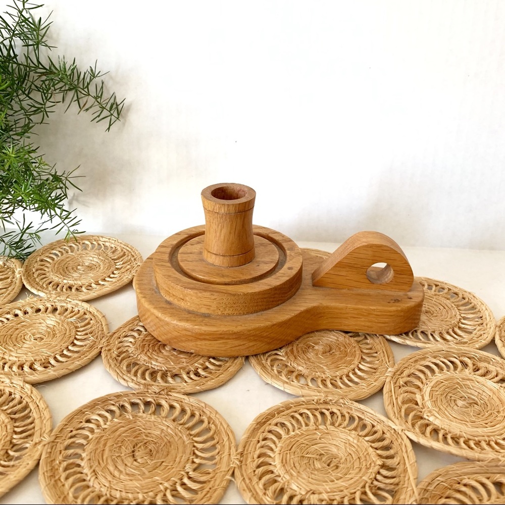 Vintage Boho Large Wood Taper Candleholder